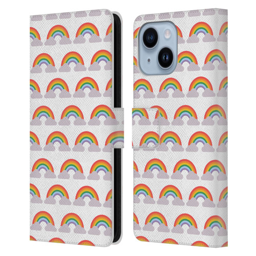 Pepino De Mar Rainbow Pattern Leather Book Wallet Case Cover For Apple iPhone 14 Plus