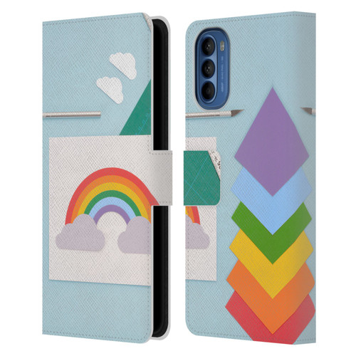 Pepino De Mar Rainbow Art Leather Book Wallet Case Cover For Motorola Moto G41