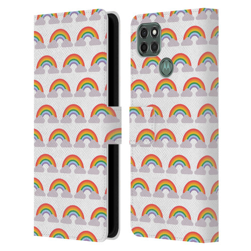 Pepino De Mar Rainbow Pattern Leather Book Wallet Case Cover For Motorola Moto G9 Power