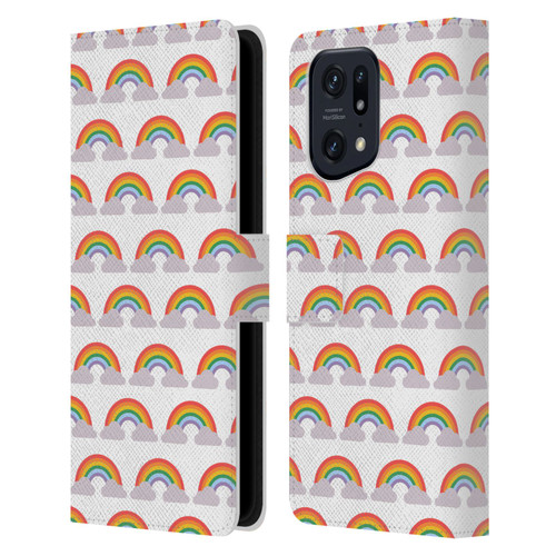 Pepino De Mar Rainbow Pattern Leather Book Wallet Case Cover For OPPO Find X5 Pro