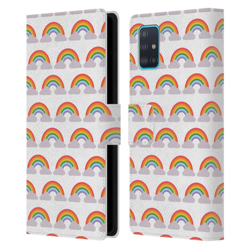 Pepino De Mar Rainbow Pattern Leather Book Wallet Case Cover For Samsung Galaxy A51 (2019)