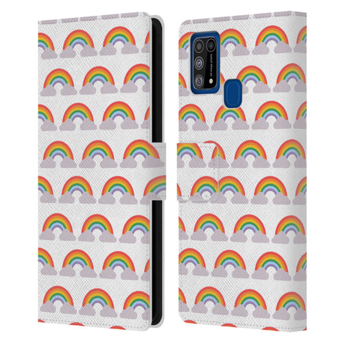 Pepino De Mar Rainbow Pattern Leather Book Wallet Case Cover For Samsung Galaxy M31 (2020)