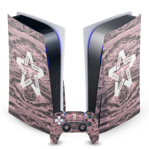 Juventus Football Club Art Black & Pink Marble Vinyl Sticker Skin Decal Cover for Sony PS5 Disc Edition Bundle
