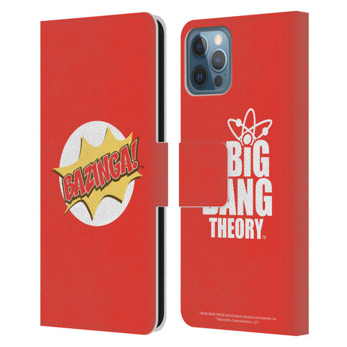 The Big Bang Theory Bazinga Pop Art Leather Book Wallet Case Cover For Apple iPhone 12 / iPhone 12 Pro