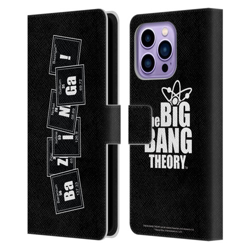 The Big Bang Theory Bazinga Elements Leather Book Wallet Case Cover For Apple iPhone 14 Pro Max