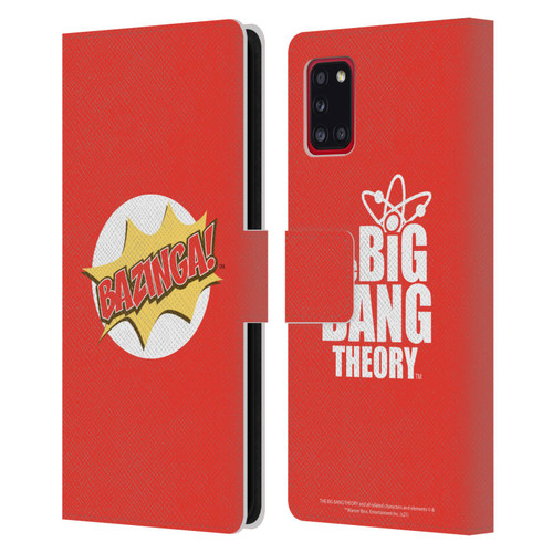 The Big Bang Theory Bazinga Pop Art Leather Book Wallet Case Cover For Samsung Galaxy A31 (2020)