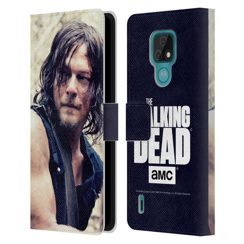 AMC The Walking Dead Daryl Dixon Half Body Leather Book Wallet Case Cover For Motorola Moto E7