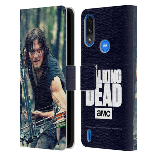 AMC The Walking Dead Daryl Dixon Lurk Leather Book Wallet Case Cover For Motorola Moto E7 Power / Moto E7i Power