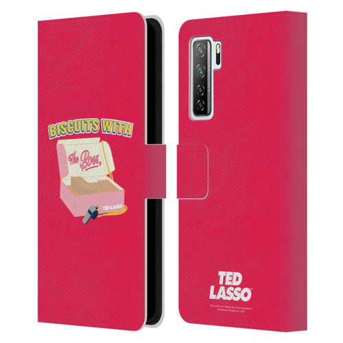 Ted Lasso Season 1 Graphics Biscuits With The Boss Leather Book Wallet Case Cover For Huawei Nova 7 SE/P40 Lite 5G