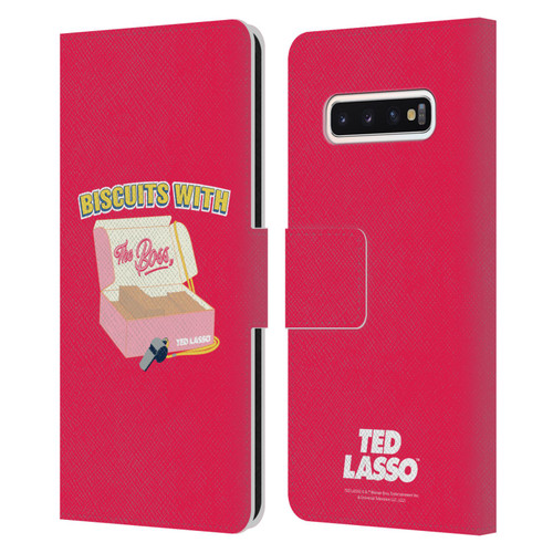 Ted Lasso Season 1 Graphics Biscuits With The Boss Leather Book Wallet Case Cover For Samsung Galaxy S10