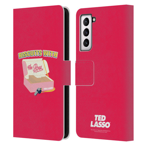 Ted Lasso Season 1 Graphics Biscuits With The Boss Leather Book Wallet Case Cover For Samsung Galaxy S21 5G