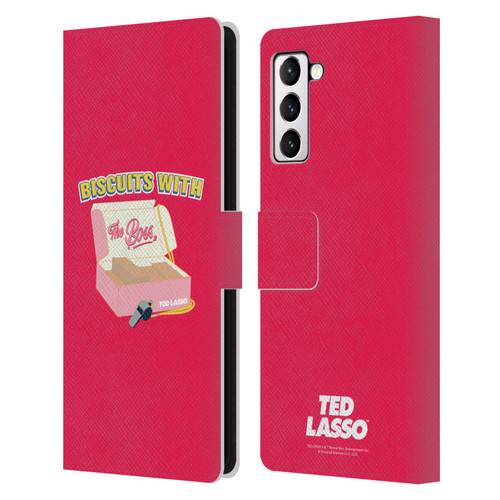Ted Lasso Season 1 Graphics Biscuits With The Boss Leather Book Wallet Case Cover For Samsung Galaxy S21+ 5G