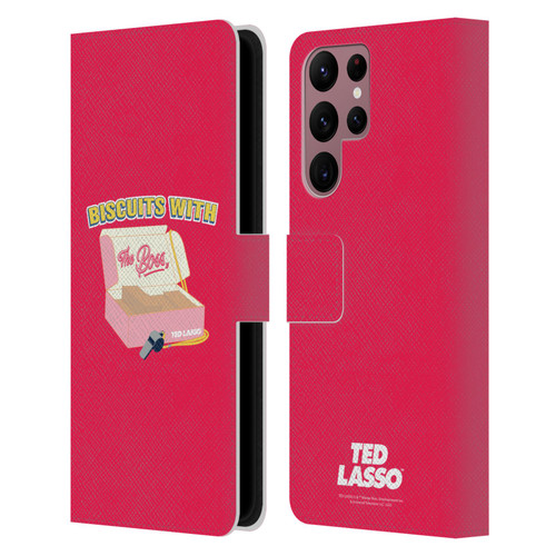 Ted Lasso Season 1 Graphics Biscuits With The Boss Leather Book Wallet Case Cover For Samsung Galaxy S22 Ultra 5G