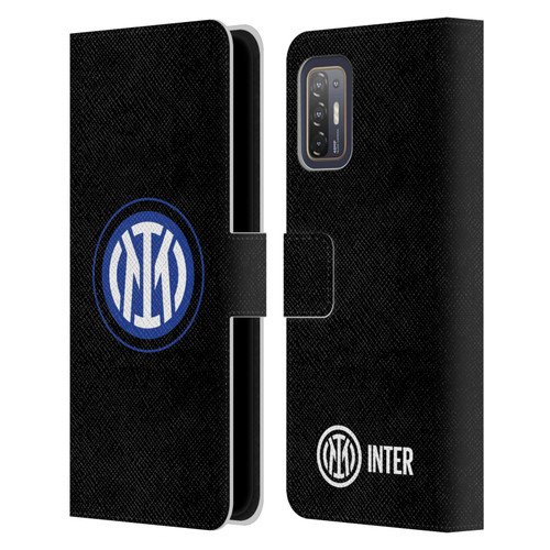 Fc Internazionale Milano Badge Logo On Black Leather Book Wallet Case Cover For HTC Desire 21 Pro 5G