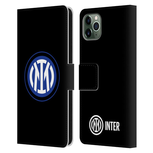 Fc Internazionale Milano Badge Logo On Black Leather Book Wallet Case Cover For Apple iPhone 11 Pro Max