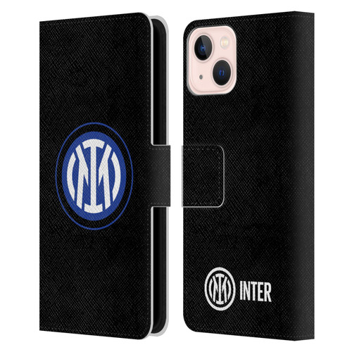 Fc Internazionale Milano Badge Logo On Black Leather Book Wallet Case Cover For Apple iPhone 13
