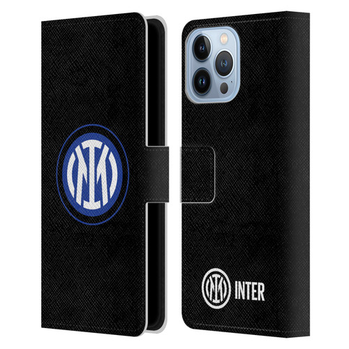 Fc Internazionale Milano Badge Logo On Black Leather Book Wallet Case Cover For Apple iPhone 13 Pro Max