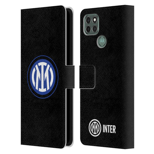 Fc Internazionale Milano Badge Logo On Black Leather Book Wallet Case Cover For Motorola Moto G9 Power