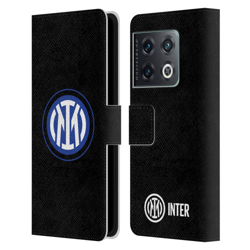 Fc Internazionale Milano Badge Logo On Black Leather Book Wallet Case Cover For OnePlus 10 Pro