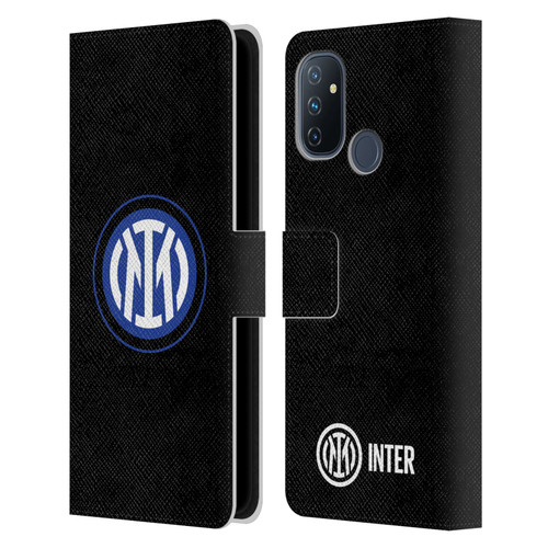 Fc Internazionale Milano Badge Logo On Black Leather Book Wallet Case Cover For OnePlus Nord N100