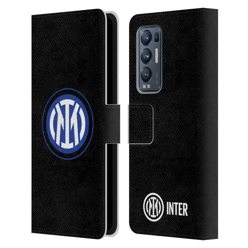 Fc Internazionale Milano Badge Logo On Black Leather Book Wallet Case Cover For OPPO Find X3 Neo / Reno5 Pro+ 5G