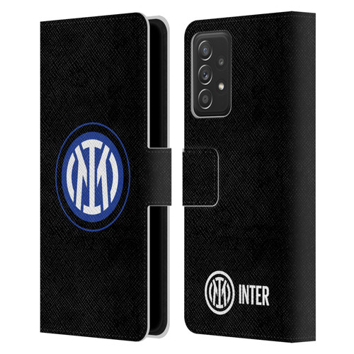 Fc Internazionale Milano Badge Logo On Black Leather Book Wallet Case Cover For Samsung Galaxy A52 / A52s / 5G (2021)