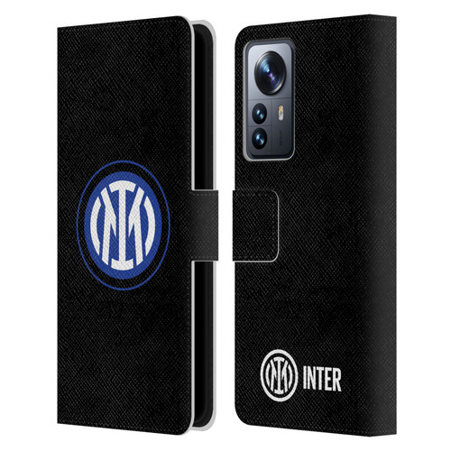 Fc Internazionale Milano Badge Logo On Black Leather Book Wallet Case Cover For Xiaomi 12 Pro