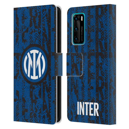 Fc Internazionale Milano Patterns Snake Wordmark Leather Book Wallet Case Cover For Huawei P40 5G