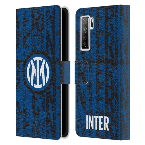 Fc Internazionale Milano Patterns Snake Wordmark Leather Book Wallet Case Cover For Huawei Nova 7 SE/P40 Lite 5G