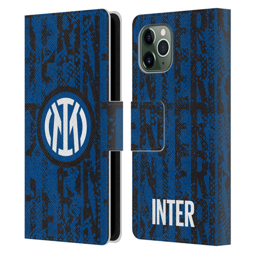 Fc Internazionale Milano Patterns Snake Wordmark Leather Book Wallet Case Cover For Apple iPhone 11 Pro