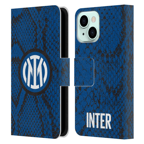 Fc Internazionale Milano Patterns Snake Leather Book Wallet Case Cover For Apple iPhone 13 Mini