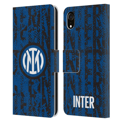 Fc Internazionale Milano Patterns Snake Wordmark Leather Book Wallet Case Cover For Apple iPhone XR