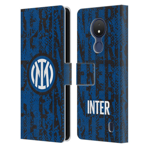 Fc Internazionale Milano Patterns Snake Wordmark Leather Book Wallet Case Cover For Nokia C21