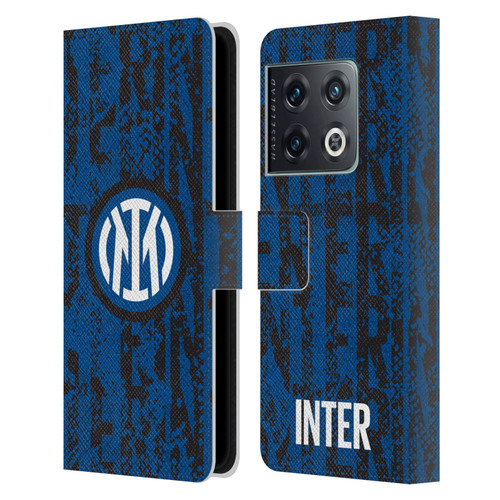 Fc Internazionale Milano Patterns Snake Wordmark Leather Book Wallet Case Cover For OnePlus 10 Pro