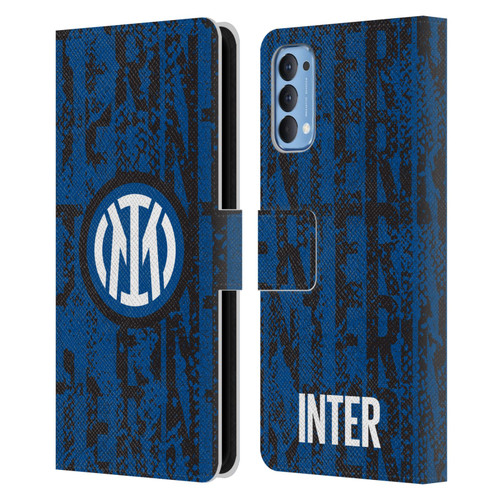 Fc Internazionale Milano Patterns Snake Wordmark Leather Book Wallet Case Cover For OPPO Reno 4 5G