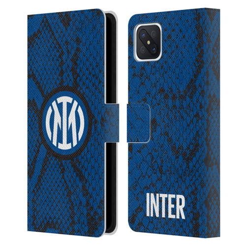 Fc Internazionale Milano Patterns Snake Leather Book Wallet Case Cover For OPPO Reno4 Z 5G
