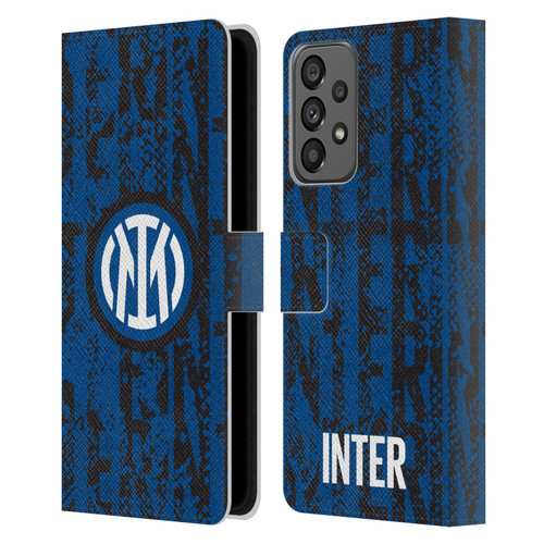 Fc Internazionale Milano Patterns Snake Wordmark Leather Book Wallet Case Cover For Samsung Galaxy A73 5G (2022)