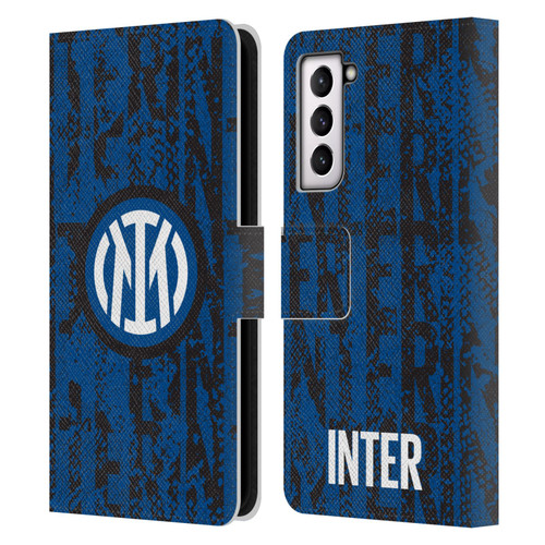 Fc Internazionale Milano Patterns Snake Wordmark Leather Book Wallet Case Cover For Samsung Galaxy S21 5G