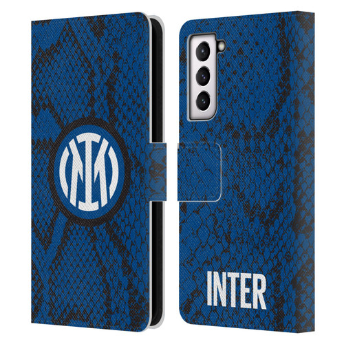 Fc Internazionale Milano Patterns Snake Leather Book Wallet Case Cover For Samsung Galaxy S21 5G