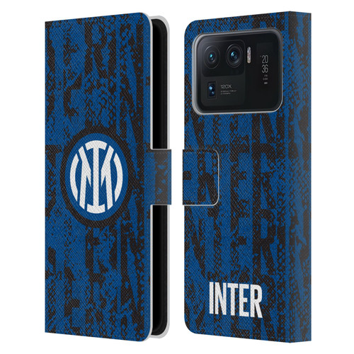 Fc Internazionale Milano Patterns Snake Wordmark Leather Book Wallet Case Cover For Xiaomi Mi 11 Ultra