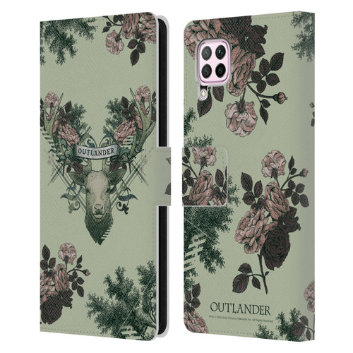 Outlander Composed Graphics Floral Deer Leather Book Wallet Case Cover For Huawei Nova 6 SE / P40 Lite