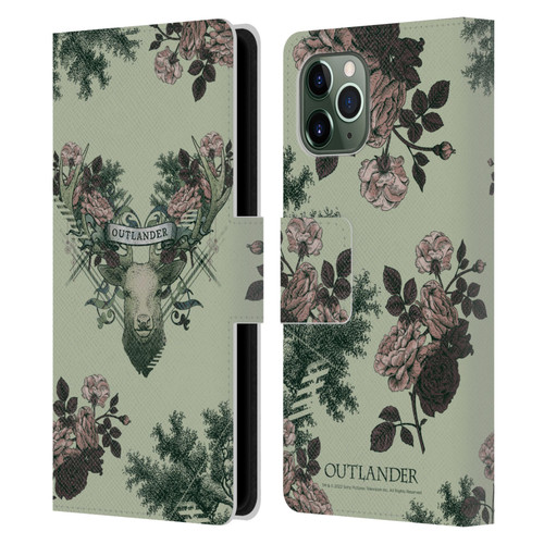 Outlander Composed Graphics Floral Deer Leather Book Wallet Case Cover For Apple iPhone 11 Pro