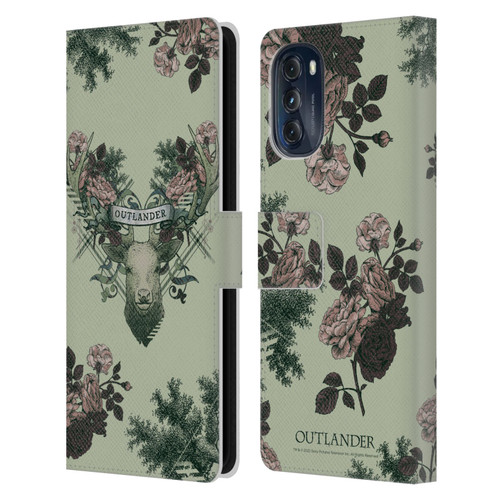 Outlander Composed Graphics Floral Deer Leather Book Wallet Case Cover For Motorola Moto G (2022)