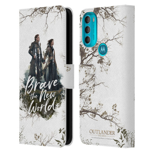 Outlander Composed Graphics Brave The New World Leather Book Wallet Case Cover For Motorola Moto G71 5G