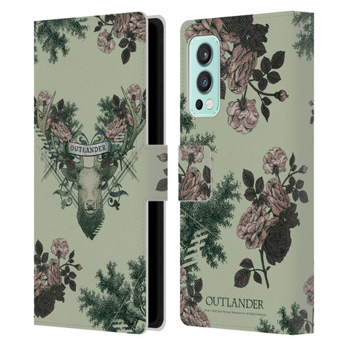 Outlander Composed Graphics Floral Deer Leather Book Wallet Case Cover For OnePlus Nord 2 5G