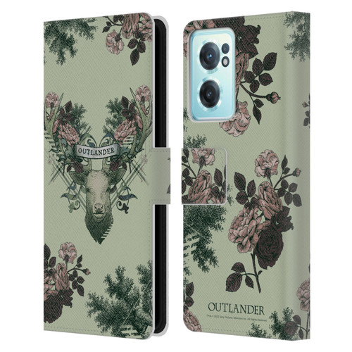Outlander Composed Graphics Floral Deer Leather Book Wallet Case Cover For OnePlus Nord CE 2 5G