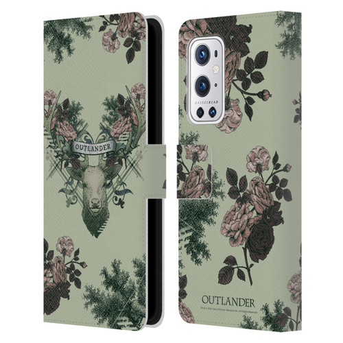 Outlander Composed Graphics Floral Deer Leather Book Wallet Case Cover For OnePlus 9 Pro