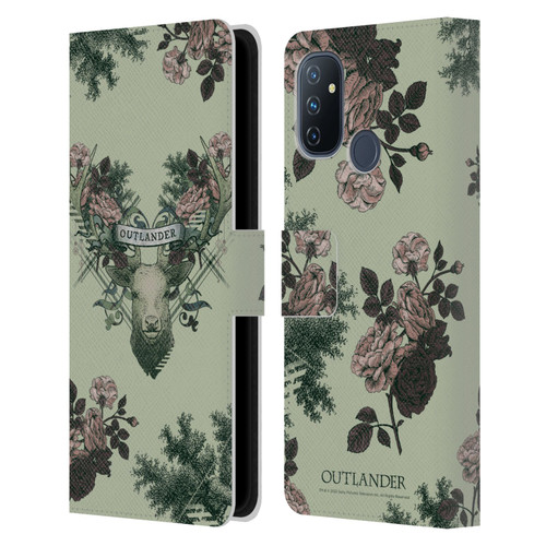 Outlander Composed Graphics Floral Deer Leather Book Wallet Case Cover For OnePlus Nord N100