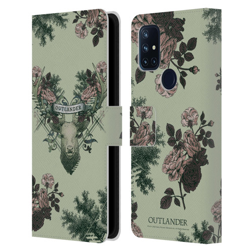 Outlander Composed Graphics Floral Deer Leather Book Wallet Case Cover For OnePlus Nord N10 5G