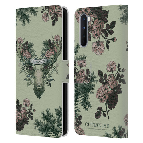 Outlander Composed Graphics Floral Deer Leather Book Wallet Case Cover For OnePlus Nord 5G